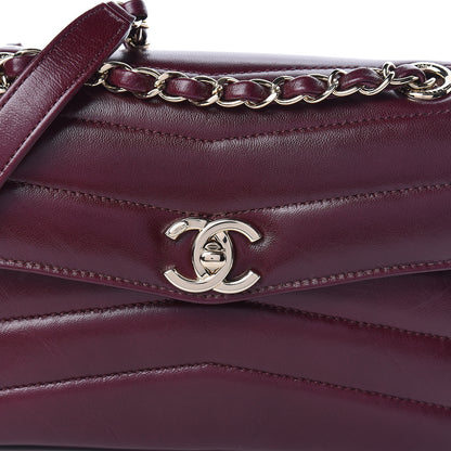 Chanel Shiny Lambskin Quilted Small Chevron Miroir Burgundy 11 of 12