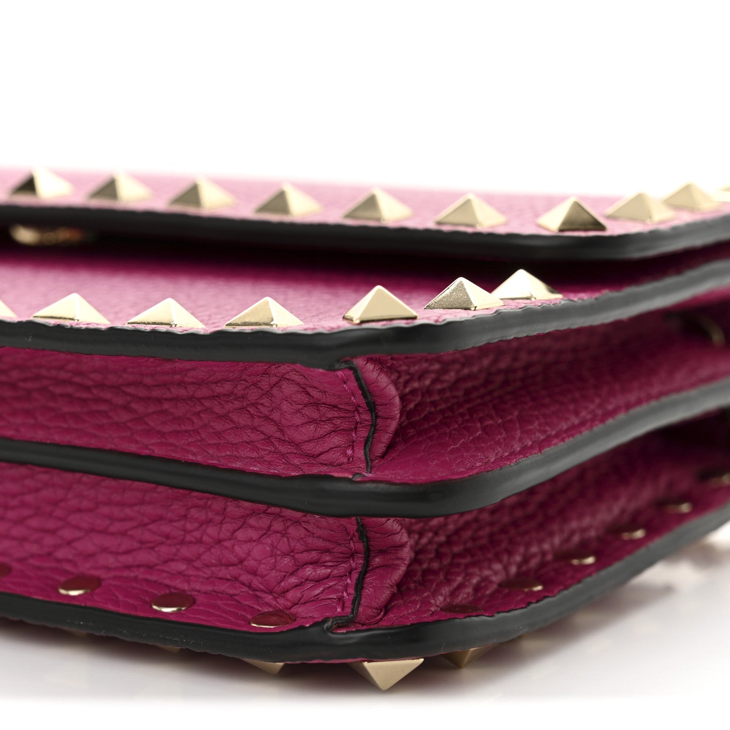 Valentino Garavani Pebbled Calfskin Rockstud Flap Wallet On Chain Rose Violet 9 of 9