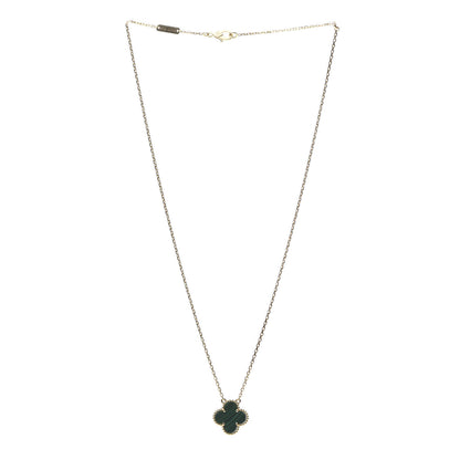 Van Cleef & Arpels 18K Yellow Gold Malachite Vintage Alhambra Pendant Necklace 3 of 6