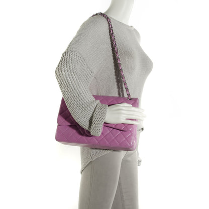 Chanel Lambskin Quilted Jumbo Double Flap Purple 2 of 8