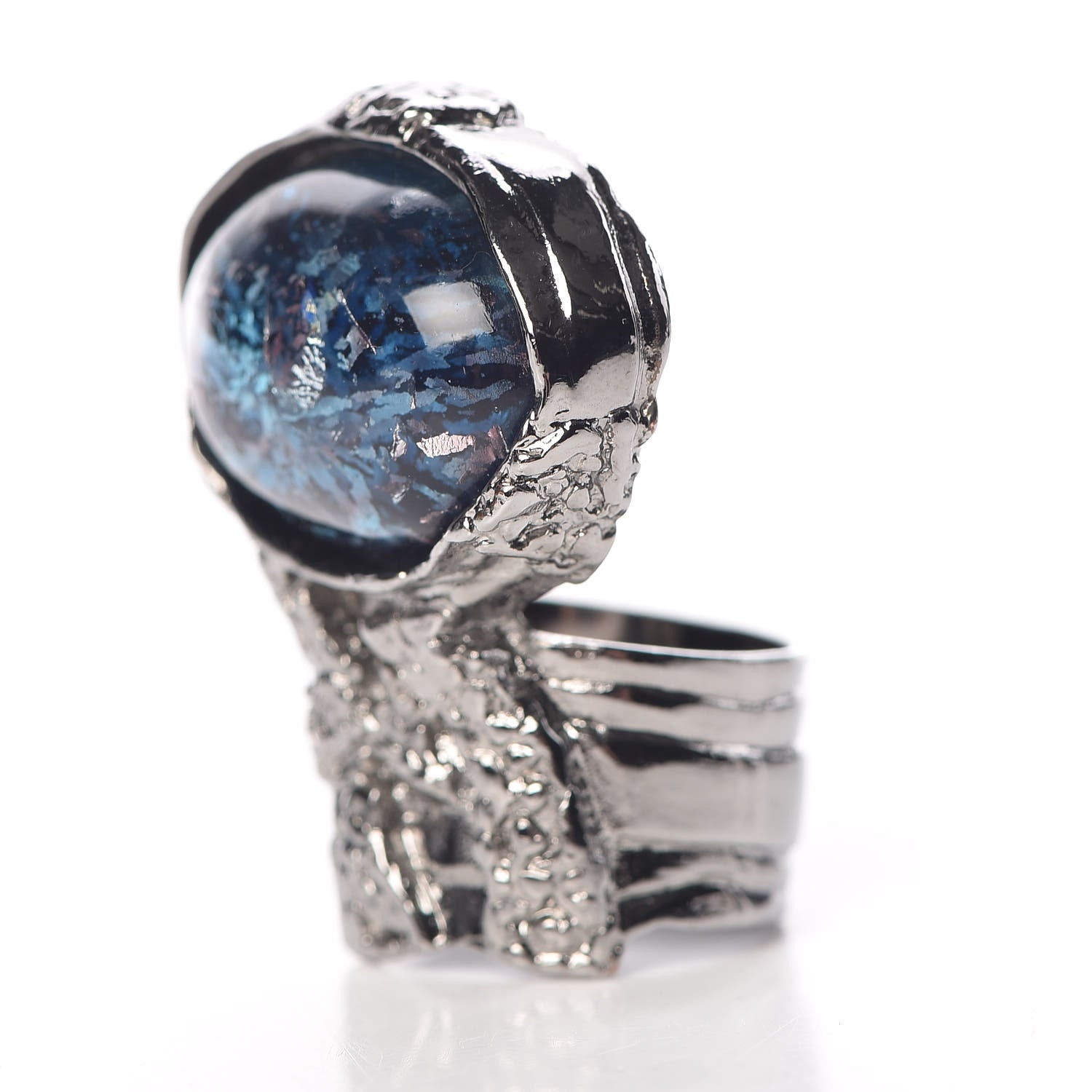 Saint Laurent Glass Cabochon Arty Ovale Ring 7 Black Cipria 3 of 6