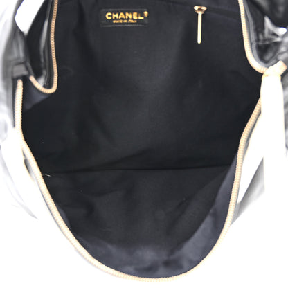 Chanel Lambskin Large Girl Bag Black Beige 5 of 10