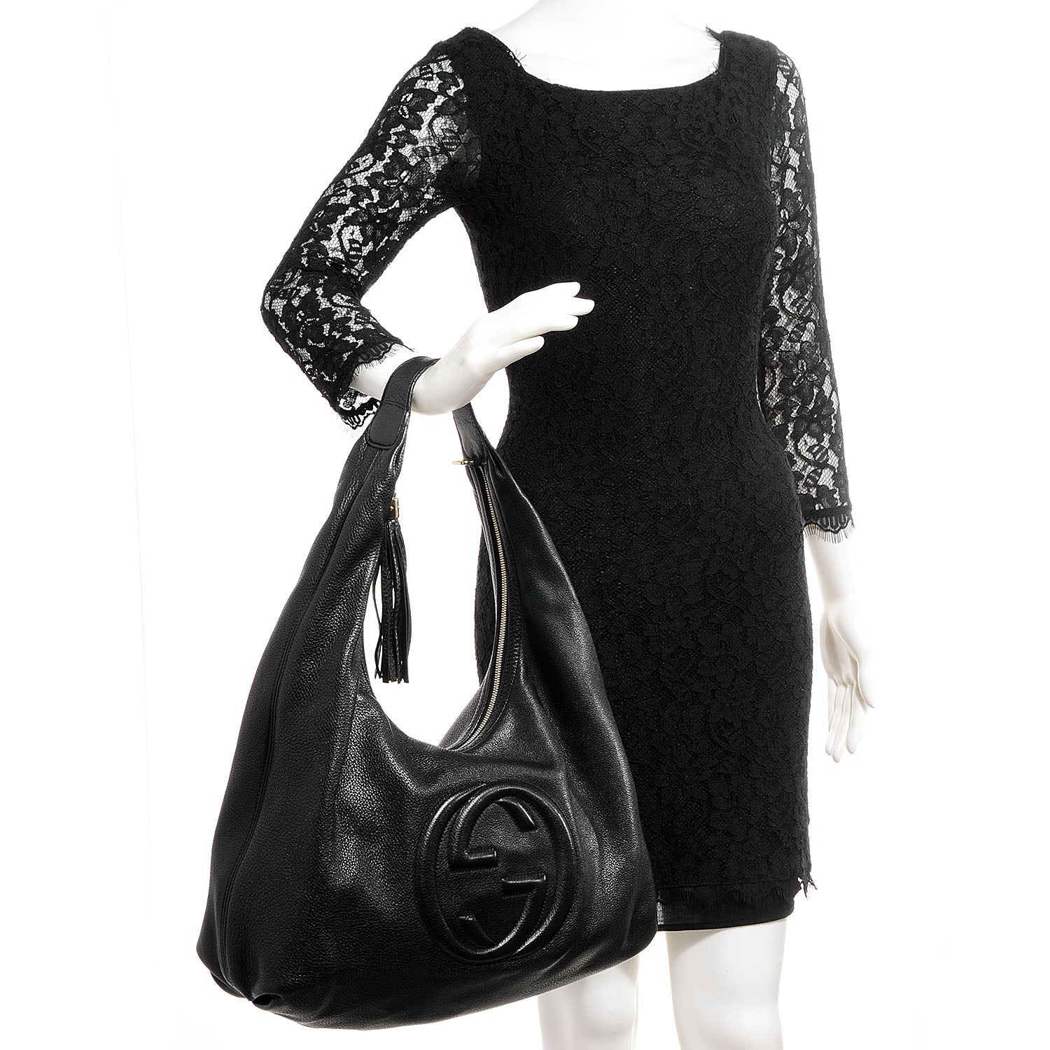 Gucci Pebbled Calfskin Large Soho Hobo Black 2 of 7
