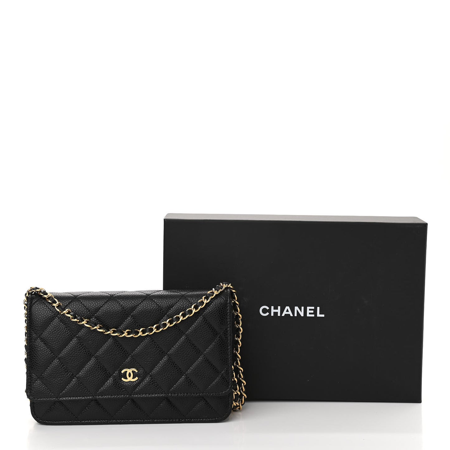 Caviar Quilted Wallet On Chain WOC Black