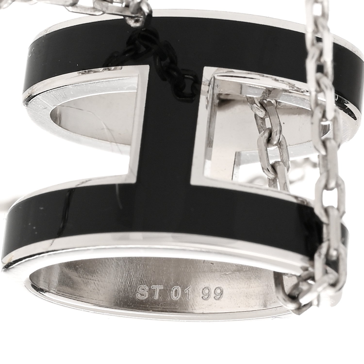Hermes Lacquered Palladium Pop H Pendant Necklace Black 5 of 5
