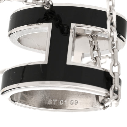 Hermes Lacquered Palladium Pop H Pendant Necklace Black 5 of 5