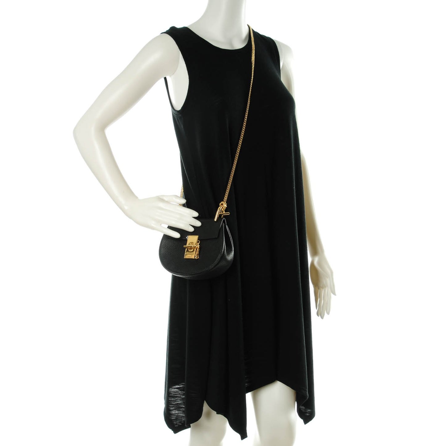 Grained Lambskin Nano Drew Shoulder Bag Black
