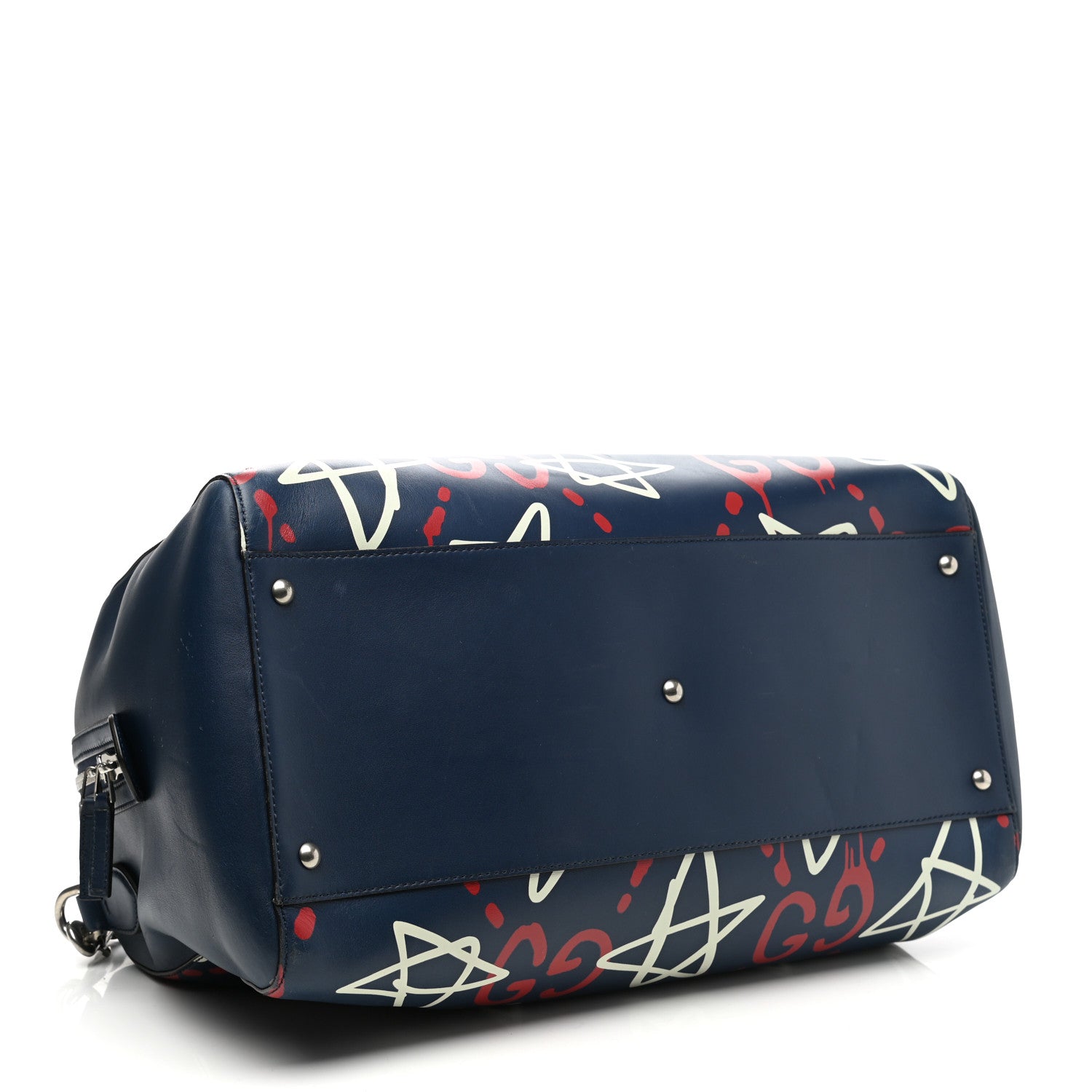 Gucci Calfskin GucciGhost Print Duffle Blue Agata Hibiscus Red 3 of 13