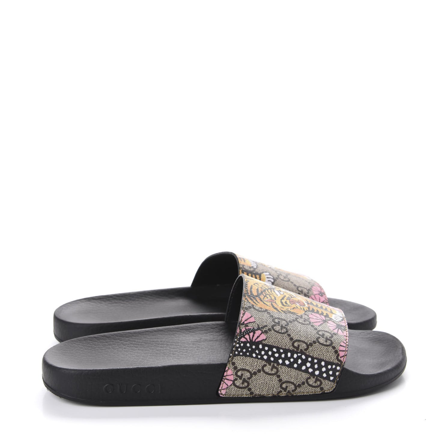 GG Supreme Monogram Bengal Womens Slide Sandals 40 Beige Crop Pink