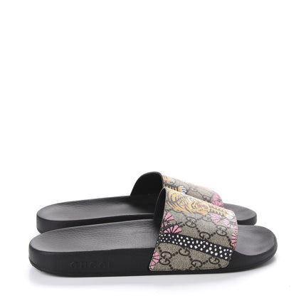 Gucci GG Supreme Monogram Bengal Womens Slide Sandals 40 Beige Crop Pink 4 of 9