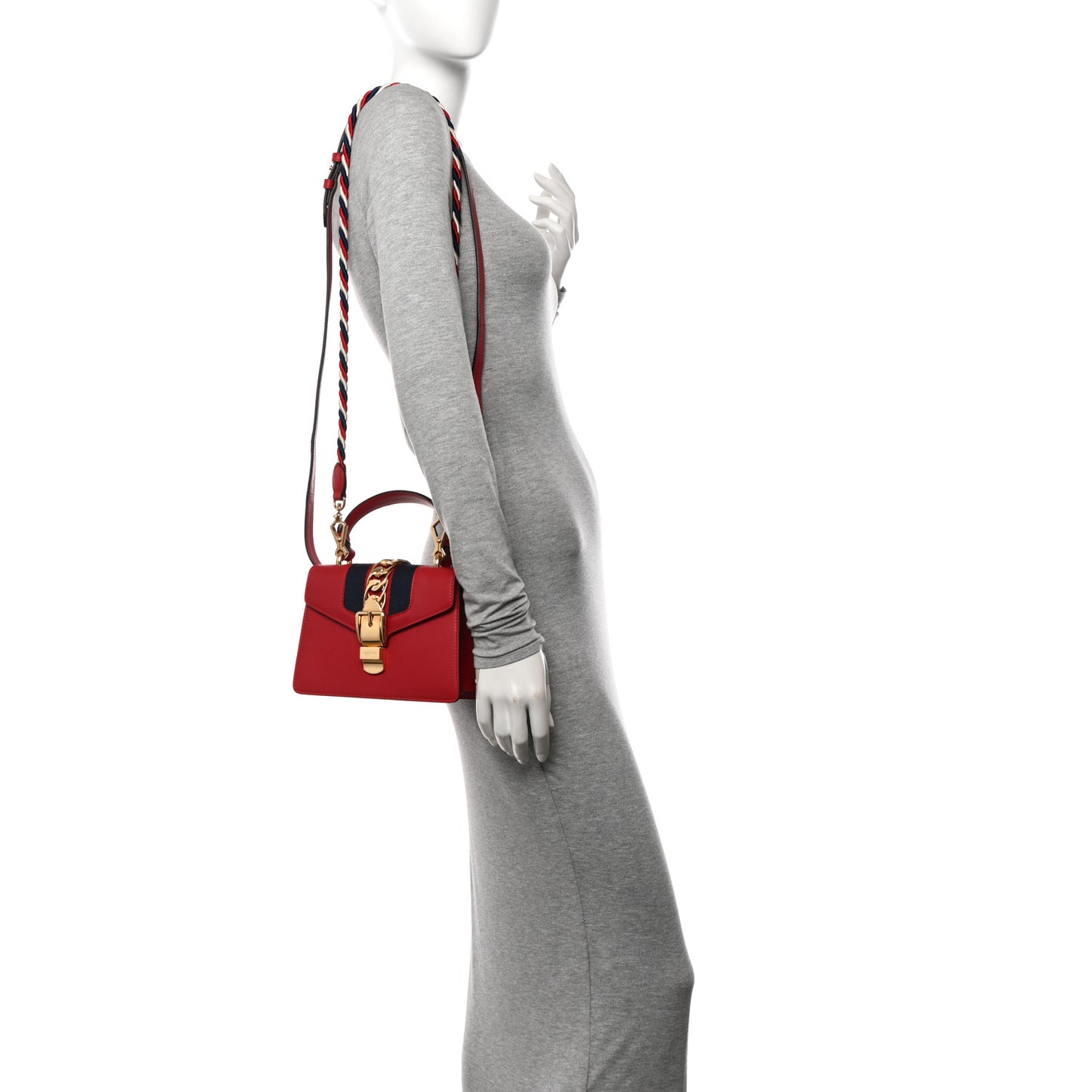 Calfskin Mini Sylvie Top Handle Bag Hibiscus Red
