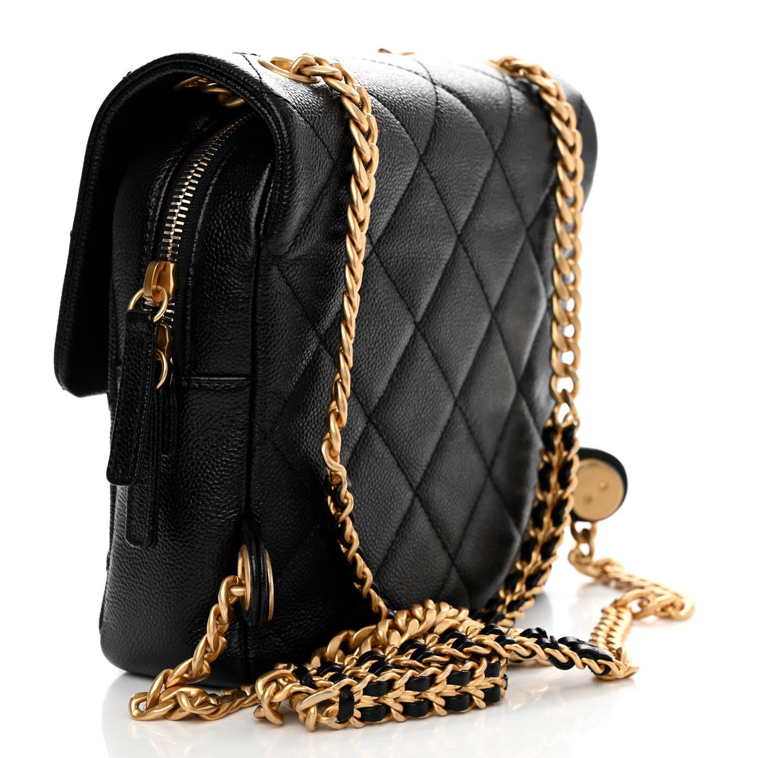Chanel Shiny Caviar Quilted Chain Melody Backpack Black 3 of 10