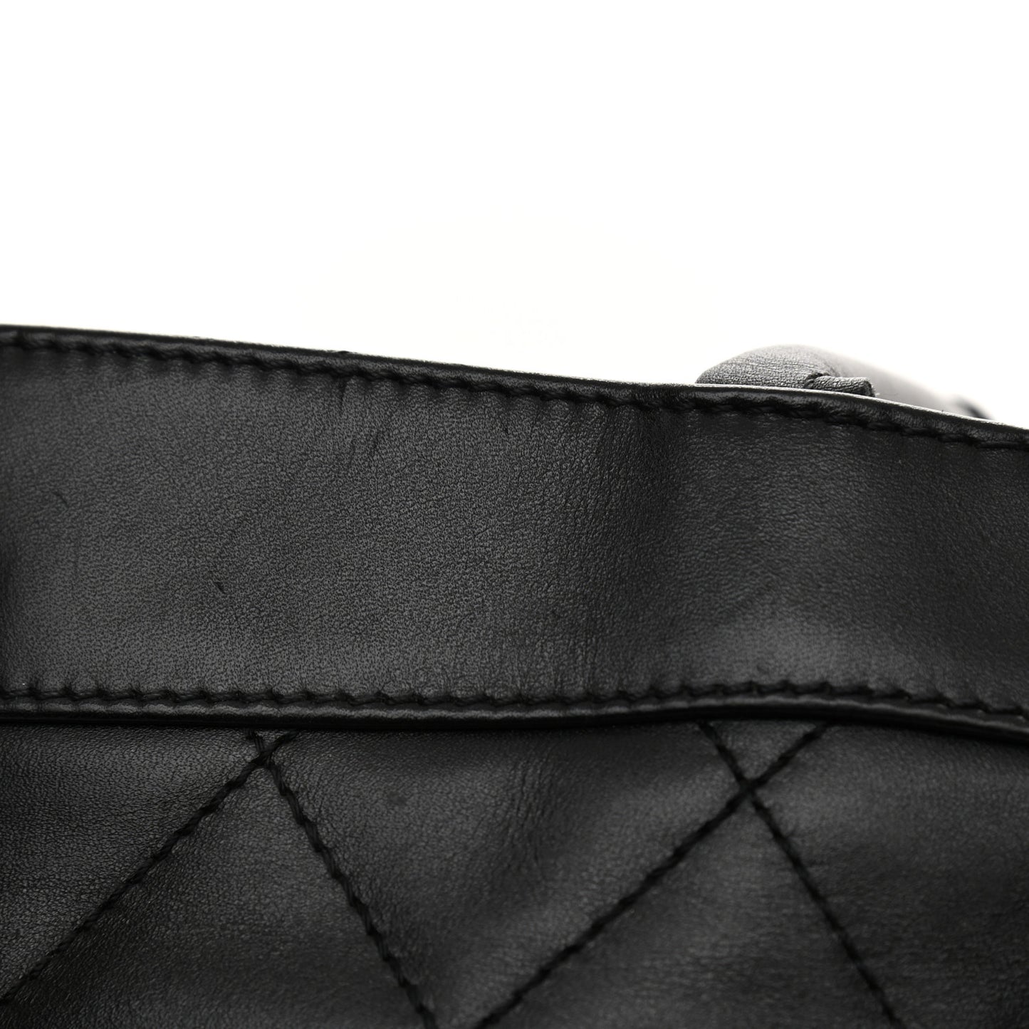 Lambskin Quilted Shopping Tote Black