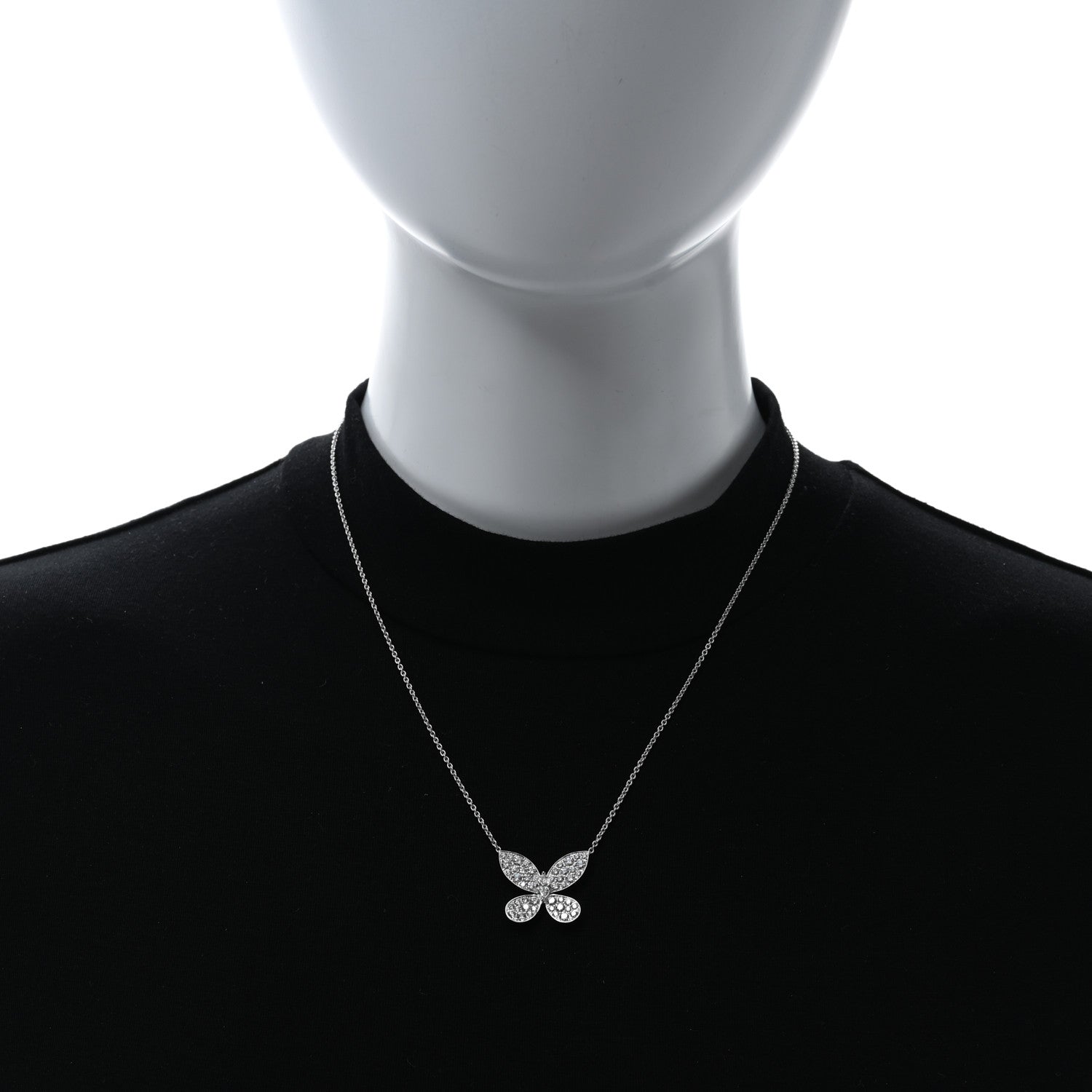 Graff 18K White Gold Diamond Butterfly Pendant Pave Necklace 3 of 5