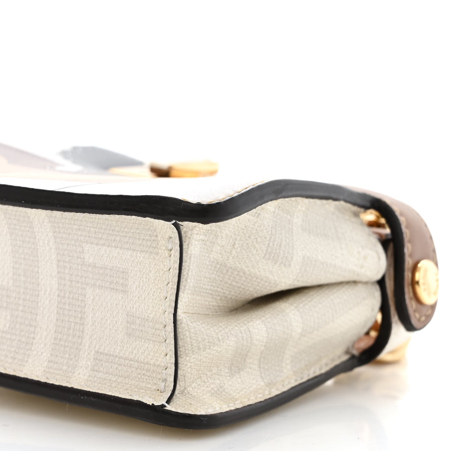 Glazed Fabric FF Bikini Girls Inlay Nano Peekaboo Maxi Handle Satchel Bianco Perla Multicolor