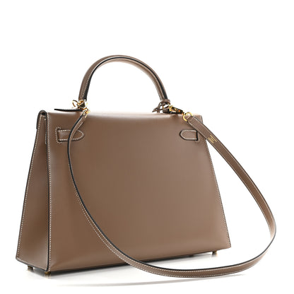 Hermes Tadelakt Sellier Kelly 32 Etoupe 2 of 10