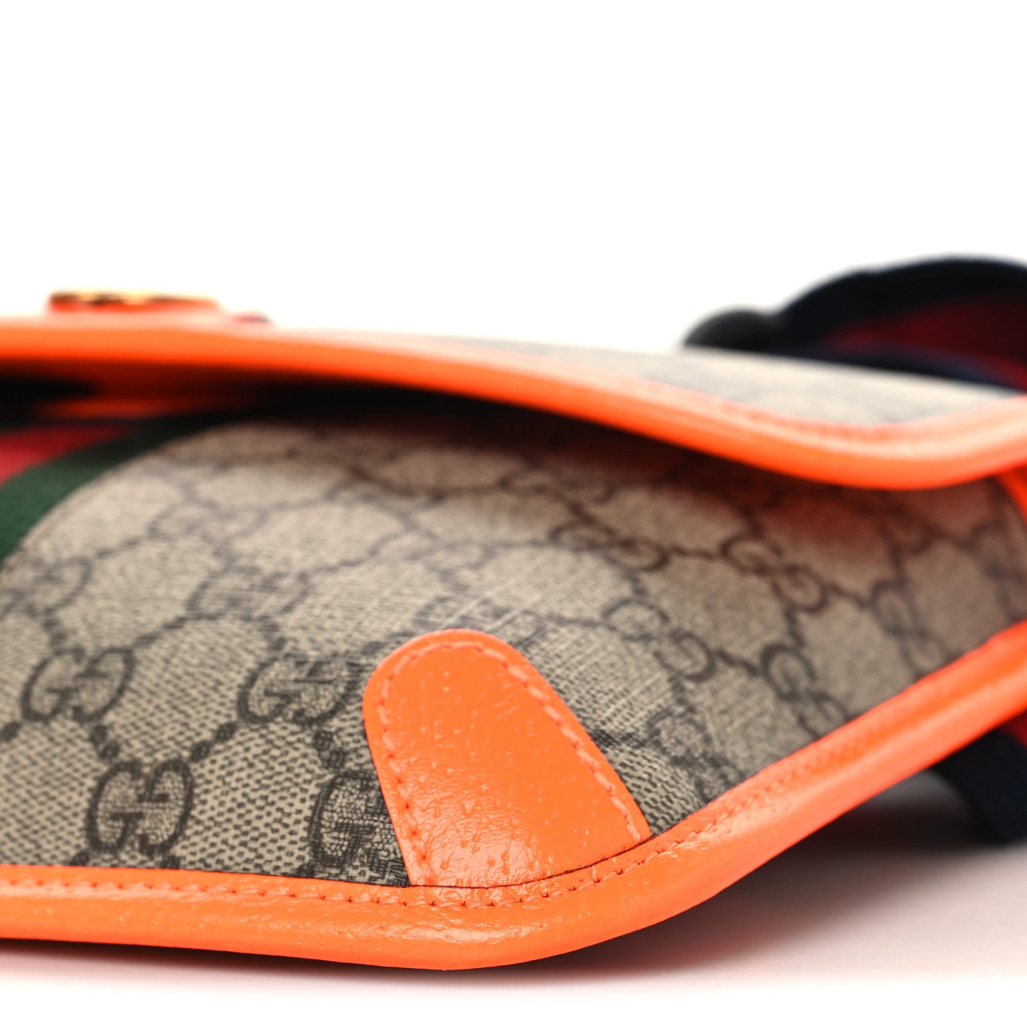 Gucci GG Supreme Monogram Web Small Ophidia Belt Bag Beige Ebony Orange Fluo 10 of 10