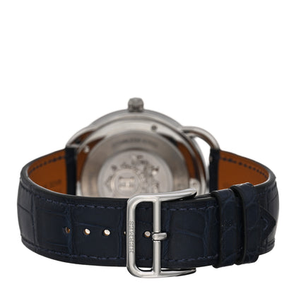 Hermes Stainless Steel Alligator 40mm Arceau Quartz Watch Bleu Abysse 3 of 5