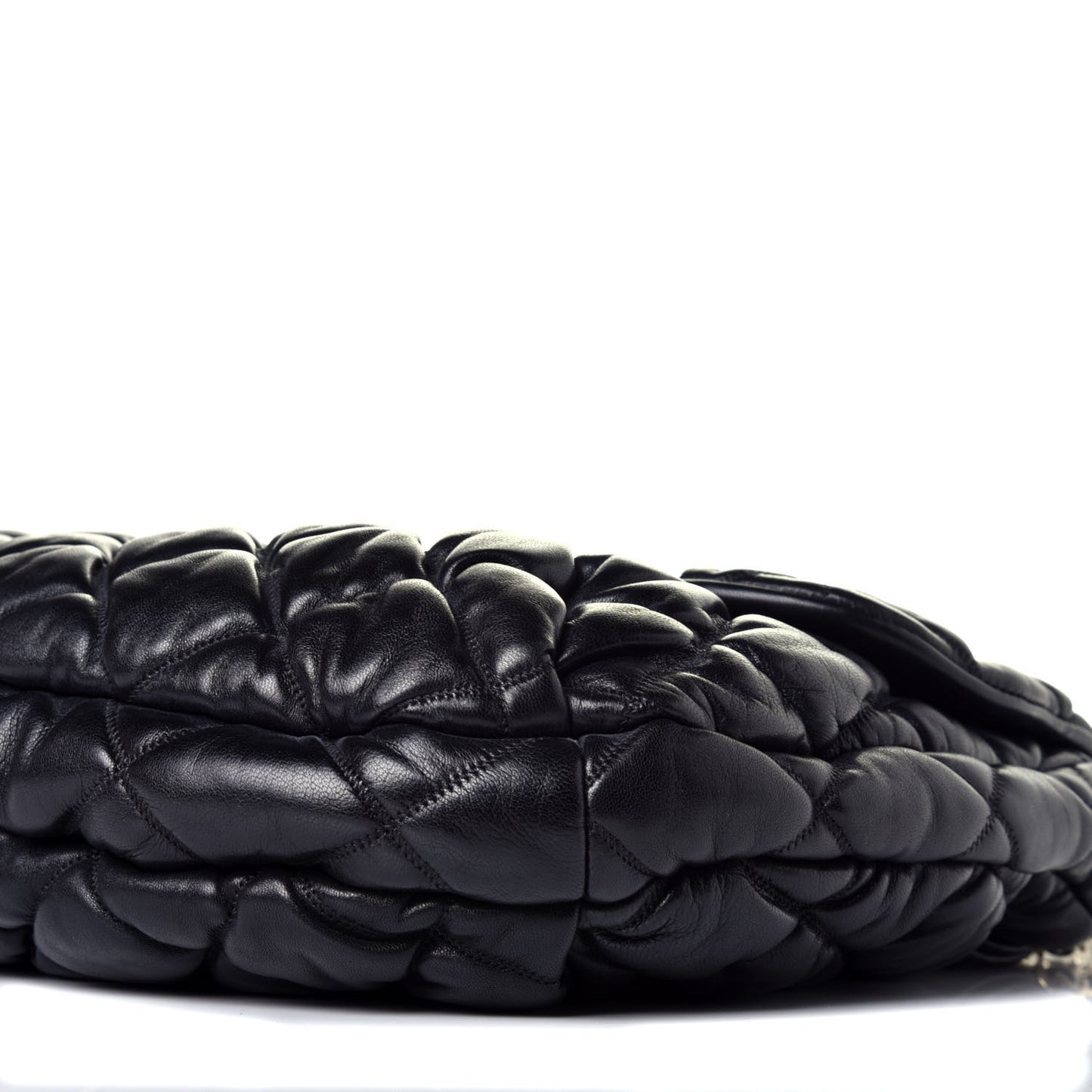 Lambskin Bubble Quilt Flap Bag Black