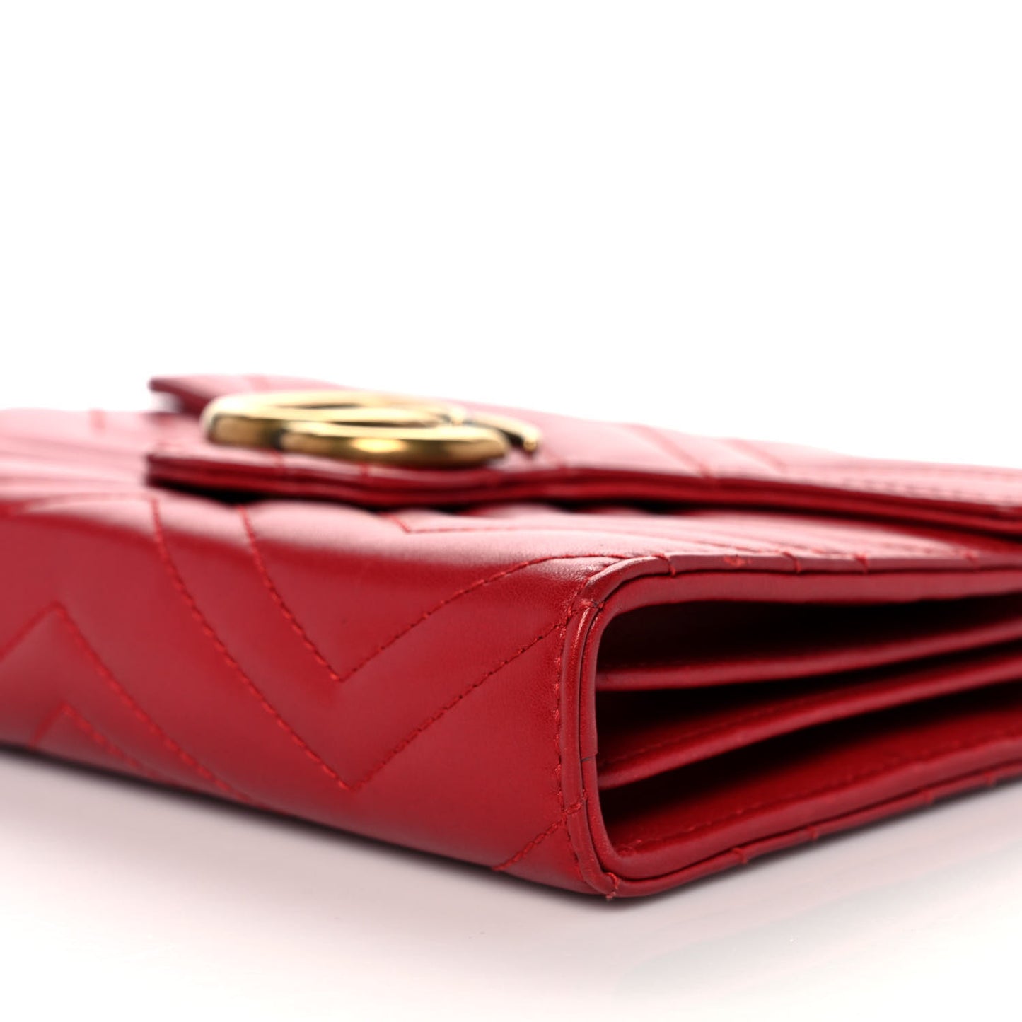 Calfskin Matelasse GG Marmont Chain Wallet Hibiscus Red