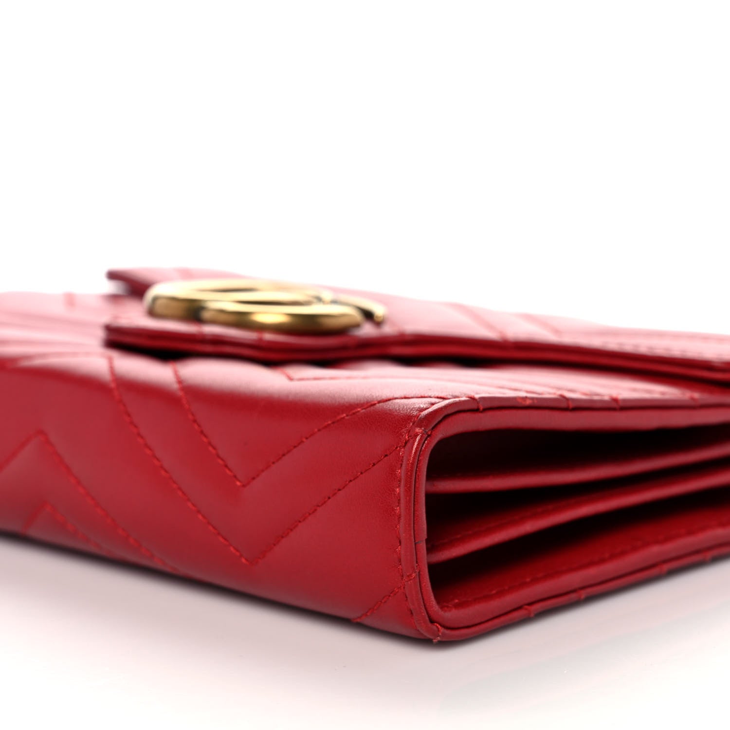 Gucci Calfskin Matelasse GG Marmont Chain Wallet Hibiscus Red 9 of 9