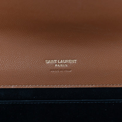 Saint Laurent Grain De Poudre Matelasse Chevron Monogram Cassandre Flap Pouch Natural Dark 6 of 11