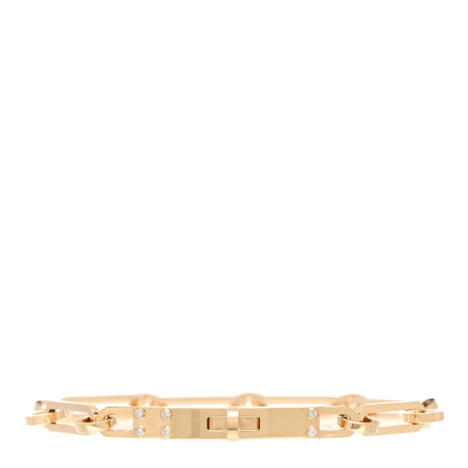 Hermes 18K Yellow Gold Diamond PM Kelly Chaine Bracelet SH 1 of 4