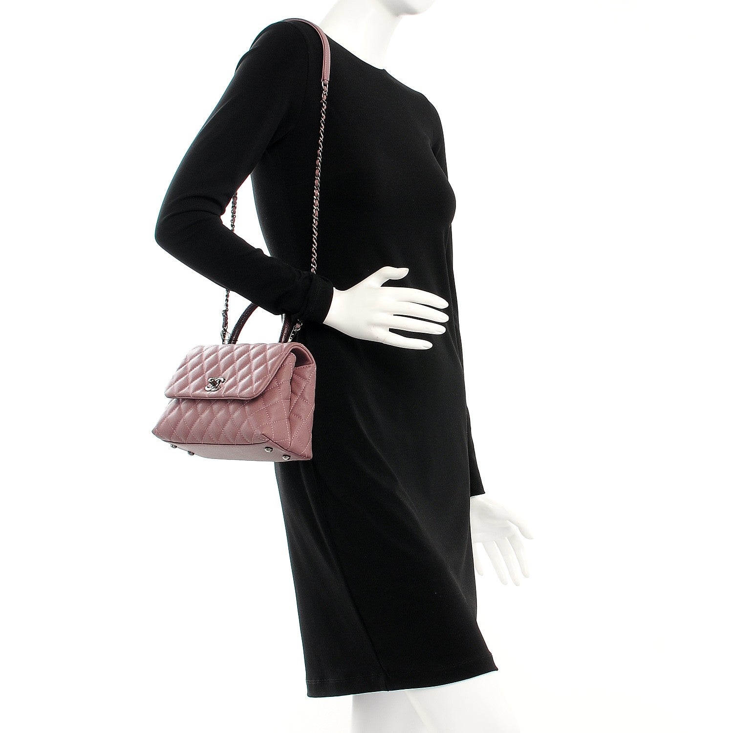 Chanel Caviar Lizard Quilted Mini Coco Handle Flap Pink 2 of 8