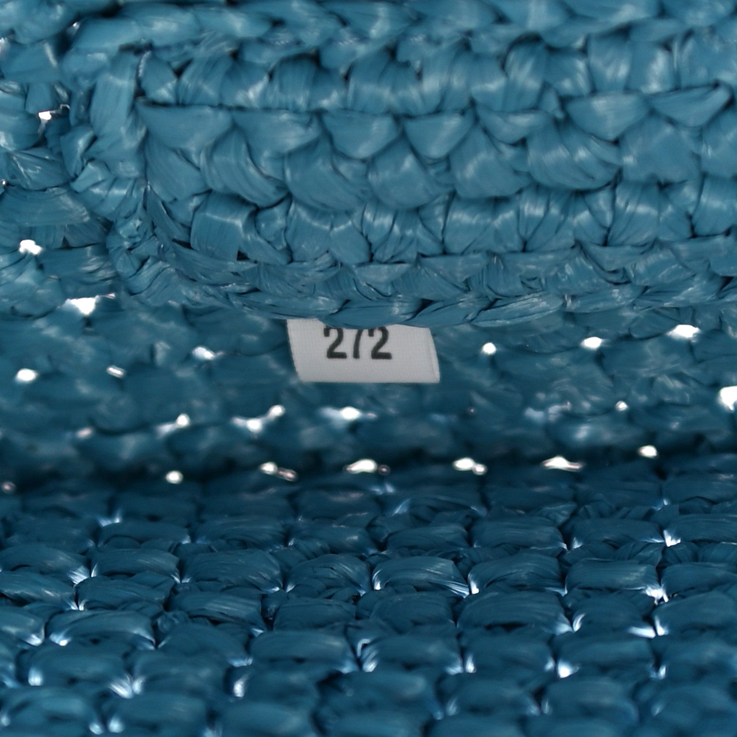 Prada Yarn Raffia Effect Crochet Logo Embroidered Shopping Tote Bag Celeste 6 of 9