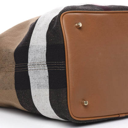 Burberry Canvas Mega Check Medium Ashby Hobo Saddle Brown 8 of 11