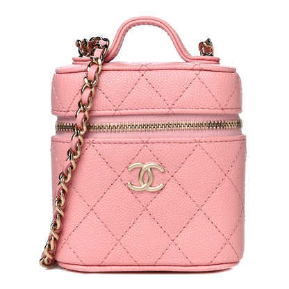 Chanel Caviar Quilted Small Handle With Care Vanity Case With Chain Pink 1 of 10