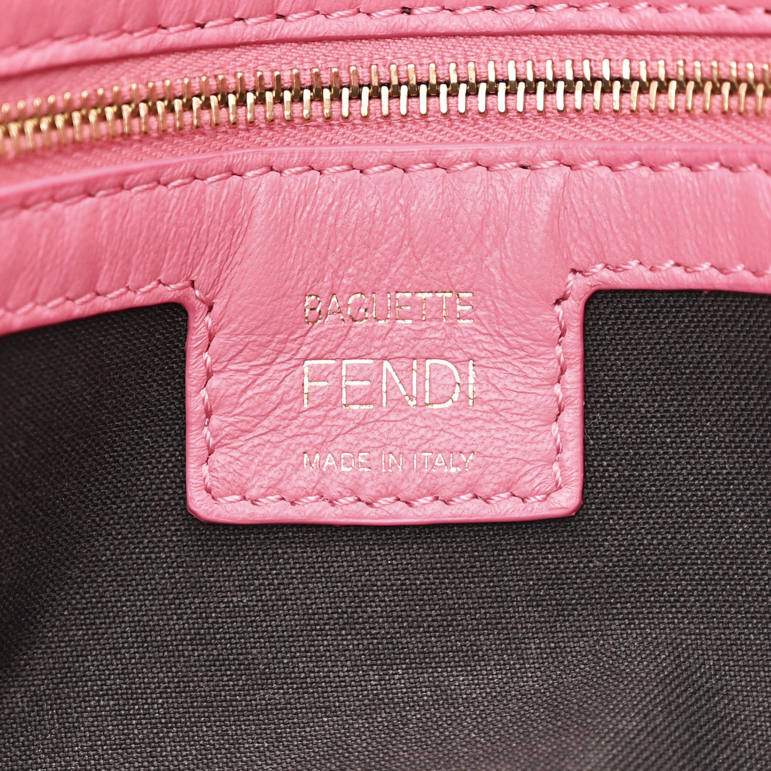 Fendi Nappa FF 1974 Embossed Large Baguette Rosa Fluo 6 of 10