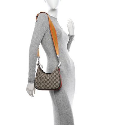 Gucci GG Supreme Monogram Textured Calfskin Web Small Attache Shoulder Bag Beige Ebony New Acero 2 of 11