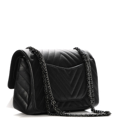 Chanel Sheepskin Chevron Quilted 2.55 Reissue 225 Double Flap So Black 3 of 9