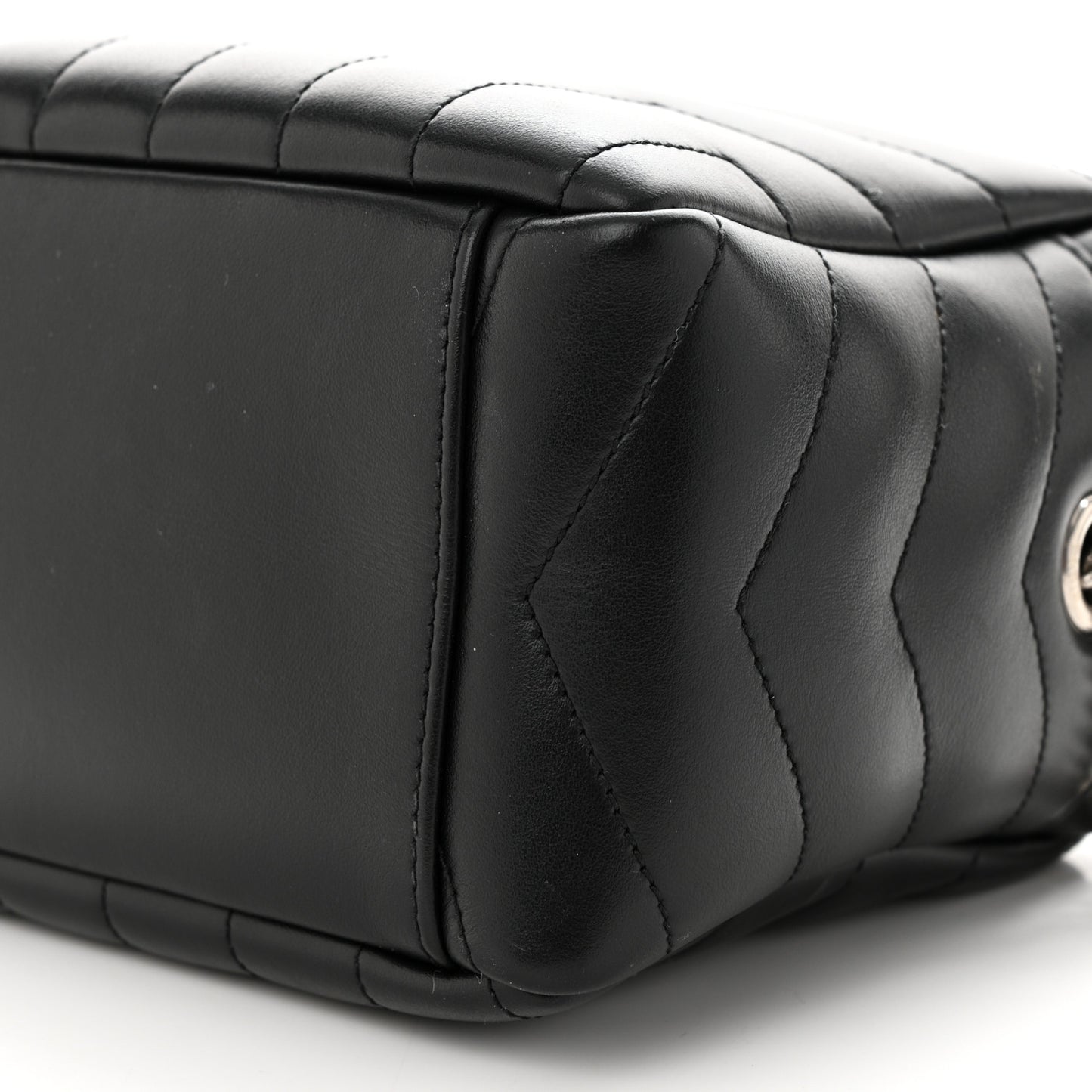 Calfskin Y Quilted Monogram Small Loulou Bowling Bag Black
