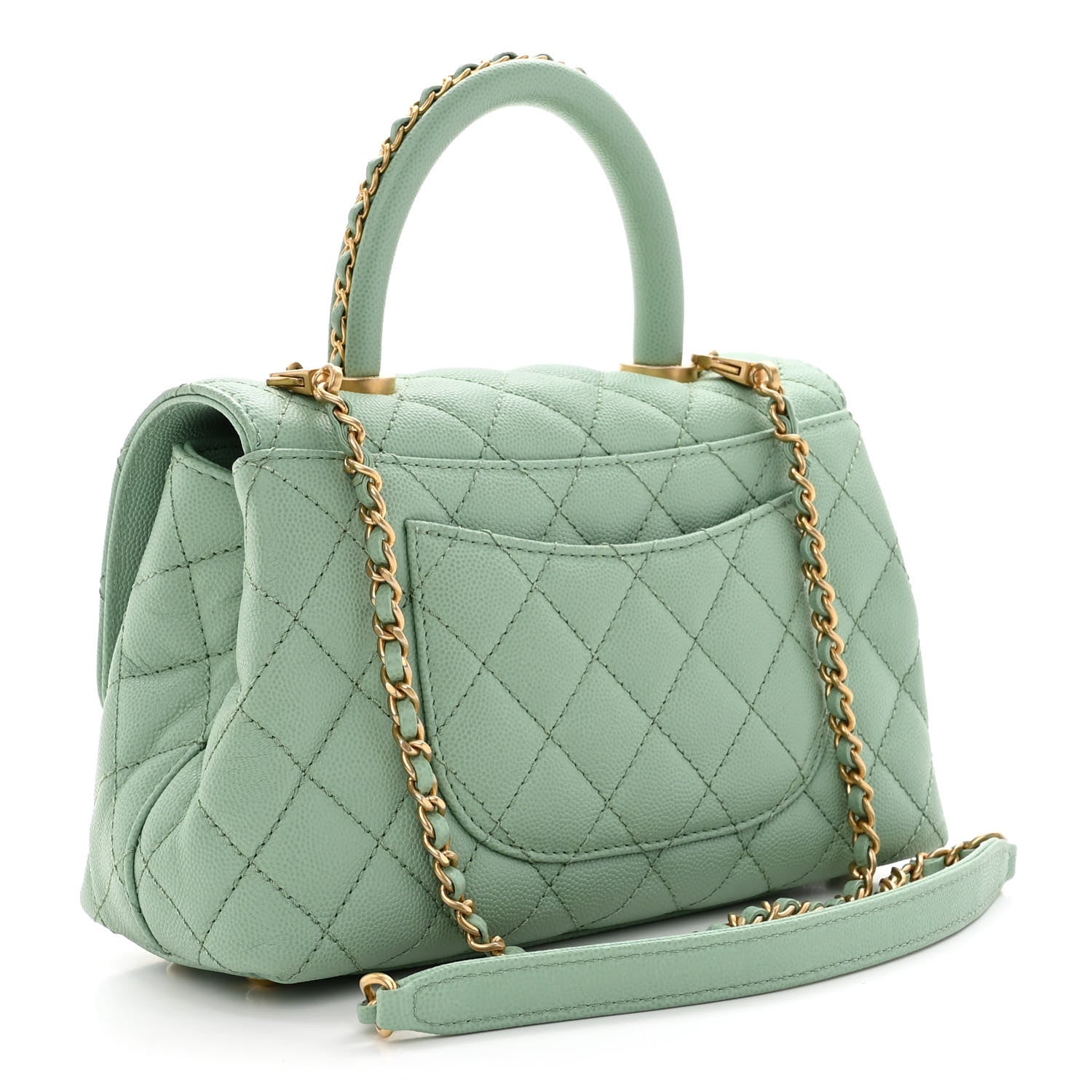 Chanel Caviar Quilted Mini Coco Chain Handle Flap Light Green 3 of 12