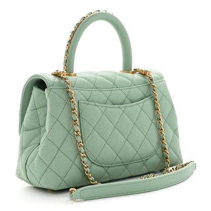 Chanel Caviar Quilted Mini Coco Chain Handle Flap Light Green 3 of 12