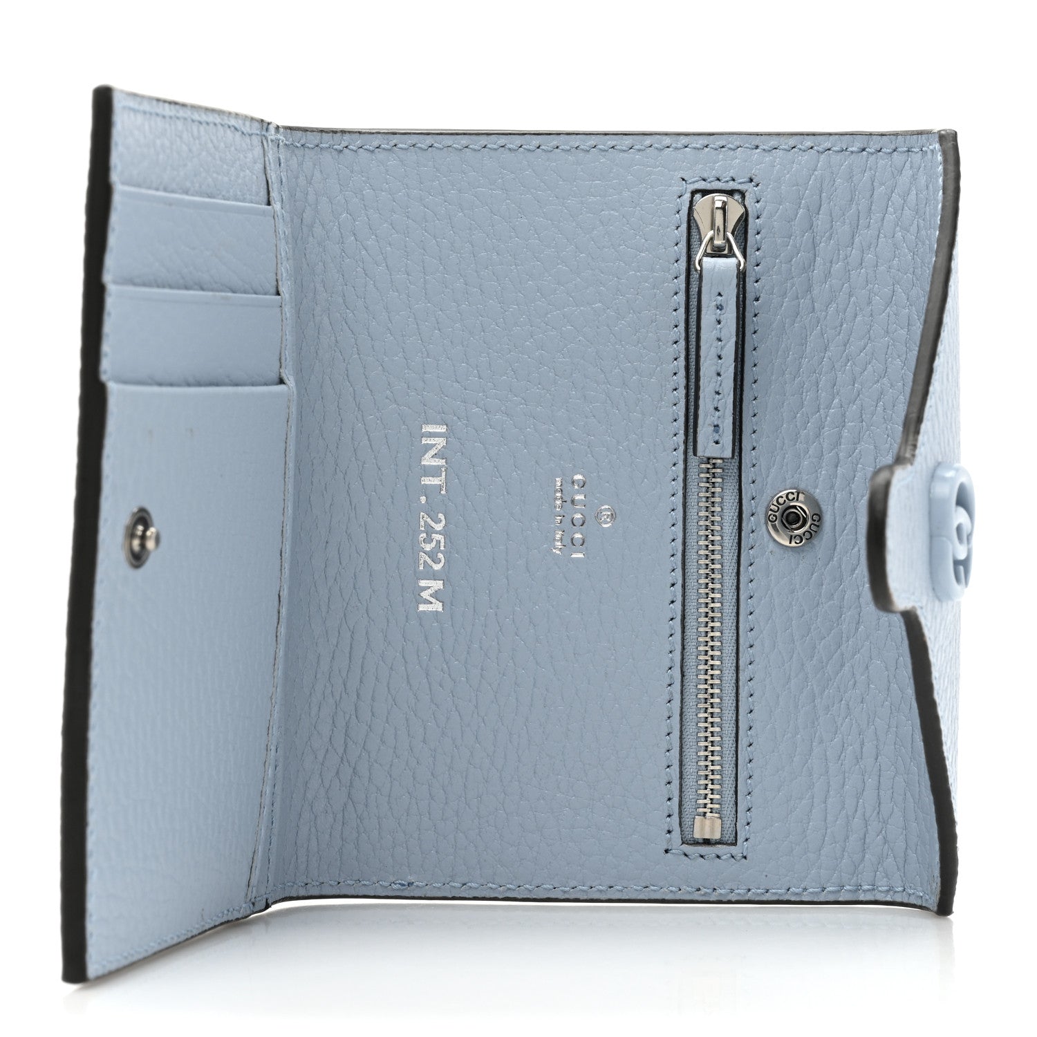 Gucci Dollar Calfskin Enamel Monochrome GG Marmont Envelope Strap Wallet Porcelain Light Blue 5 of 10
