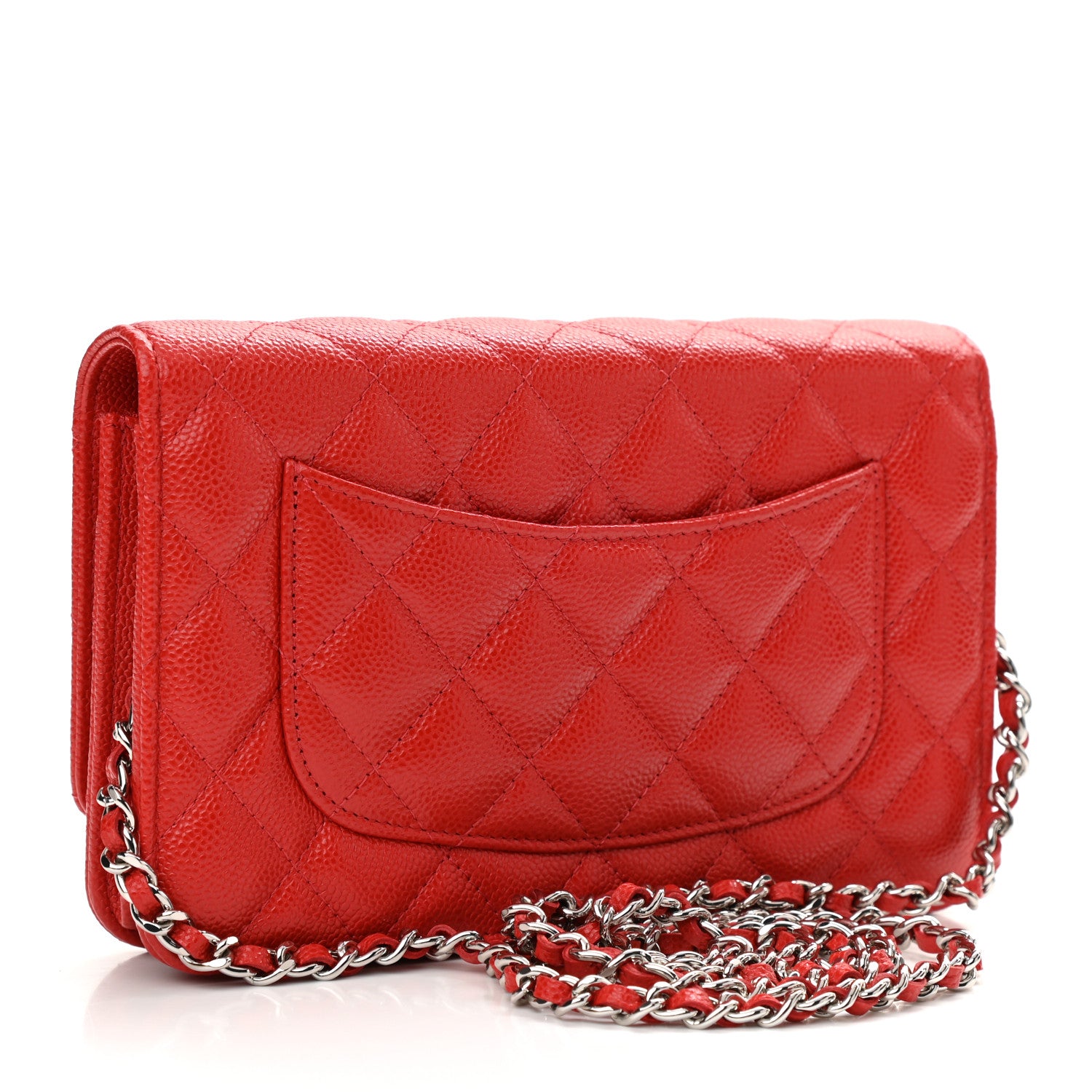 Chanel Caviar Quilted Wallet On Chain WOC Red 3 of 12