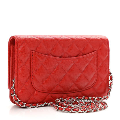 Chanel Caviar Quilted Wallet On Chain WOC Red 3 of 12