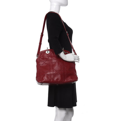 Christian Dior Lambskin Cannage Medium Granville Tote Red 2 of 11