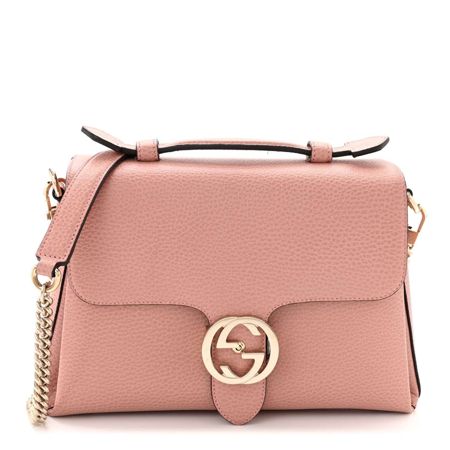 Gucci Dollar Calfskin Interlocking G Top Handle Shoulder Bag Soft Pink 1 of 10
