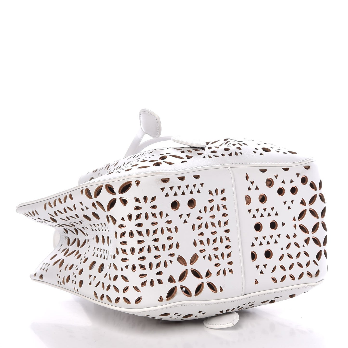 Lux Calfskin Laser Cut Rose-Marie 19 Bag White