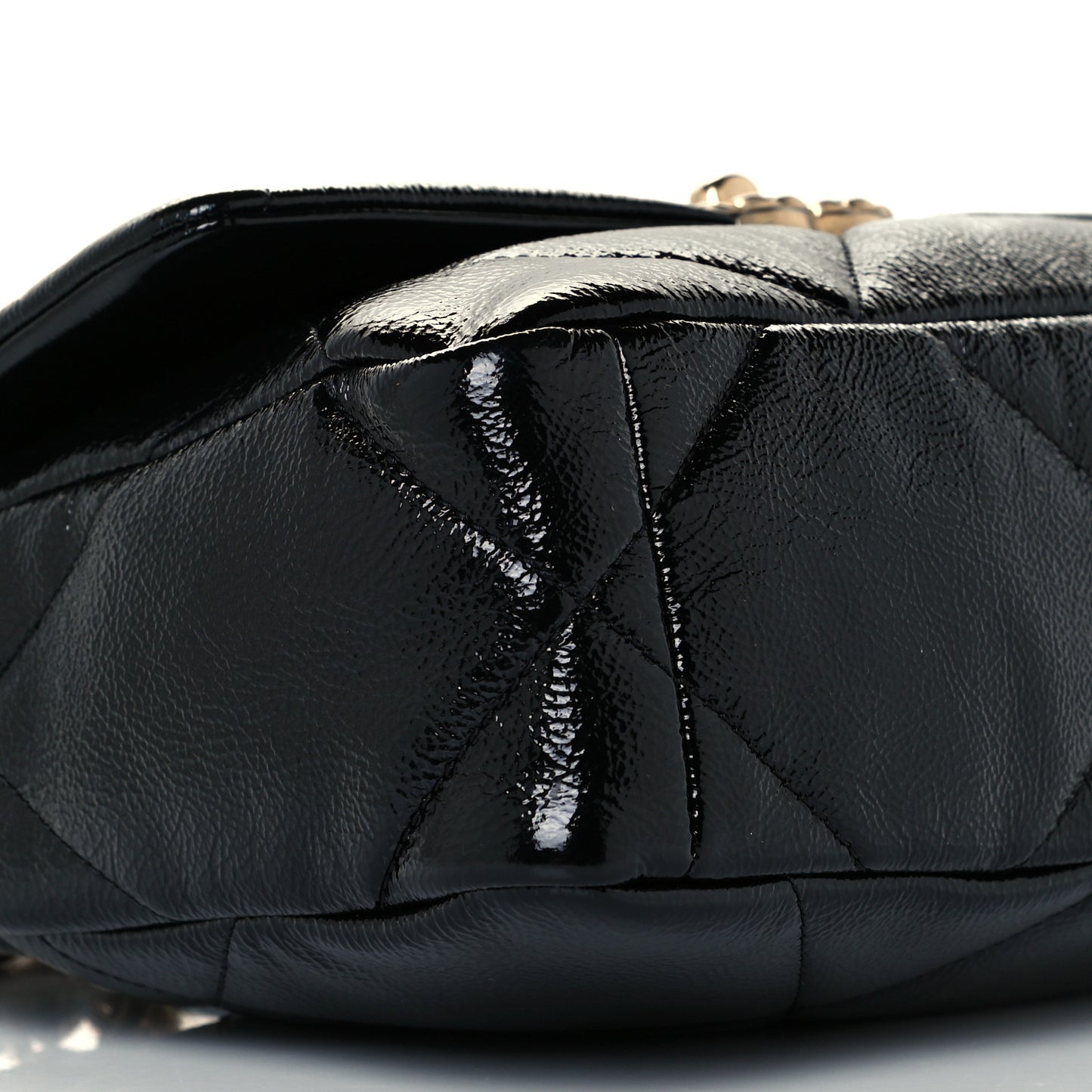 Shiny Crumpled Calfskin Quilted Medium Chanel 19 Flap Black