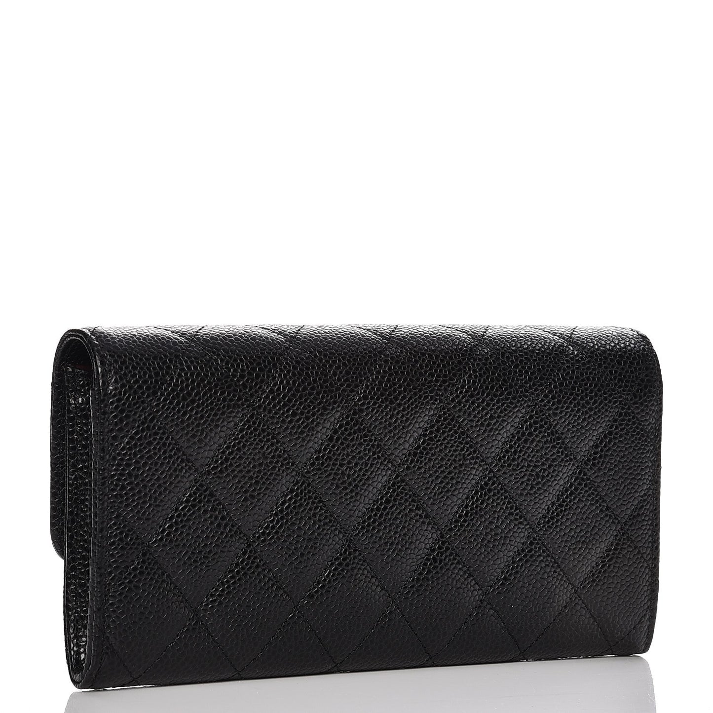 Caviar Quilted Large Flap Wallet Black