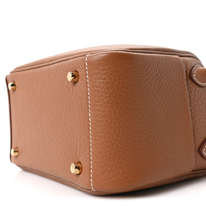 Hermes Taurillon Clemence Mini Lindy 20 Gold 9 of 9
