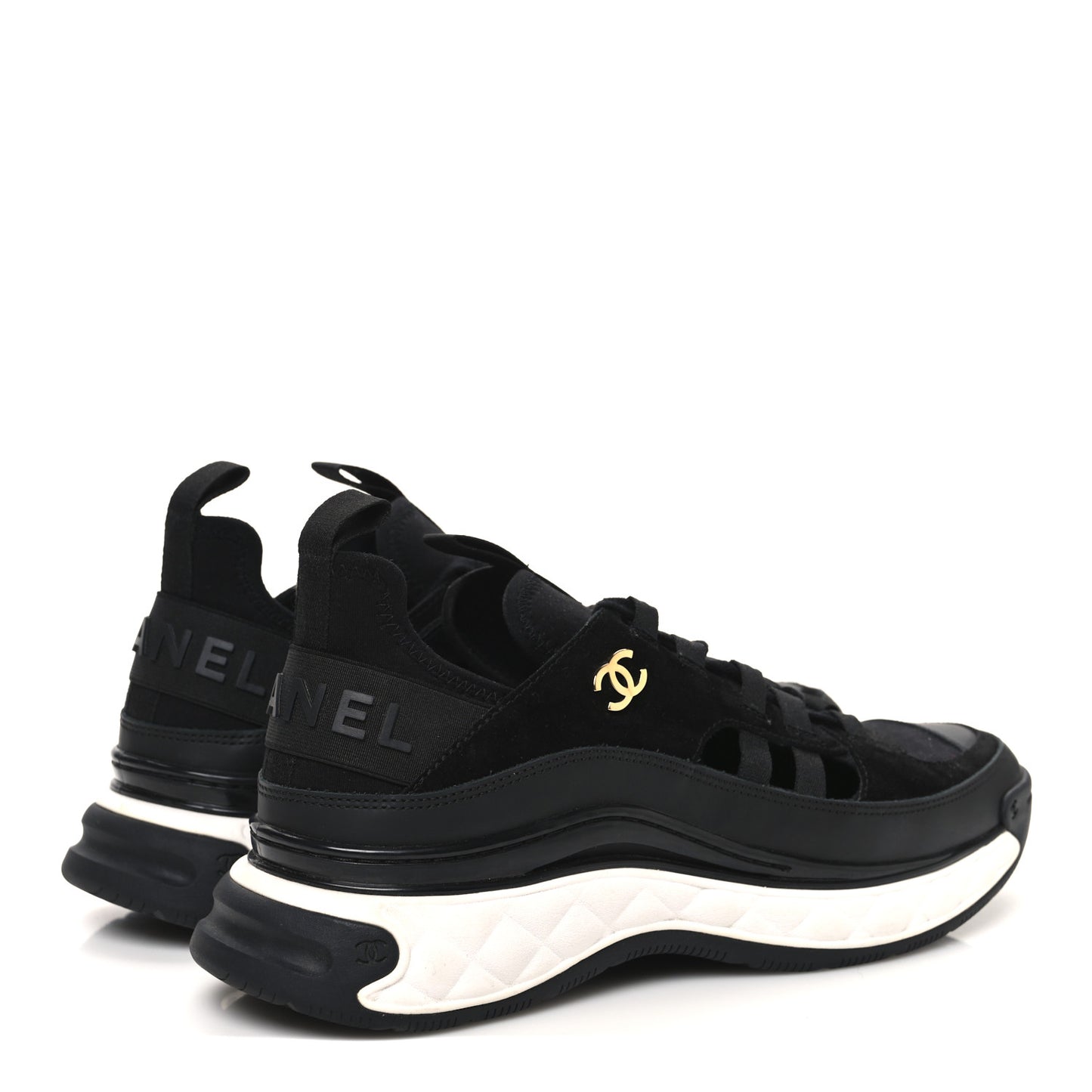 Velvet Calfskin Mixed Fibers CC Sneakers 39.5 Black