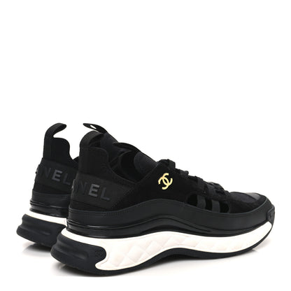 Chanel Velvet Calfskin Mixed Fibers CC Sneakers 39.5 Black 5 of 10
