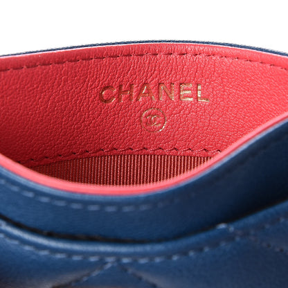 Chanel Sheepskin Chevron Reissue Card Holder Blue 7 of 10