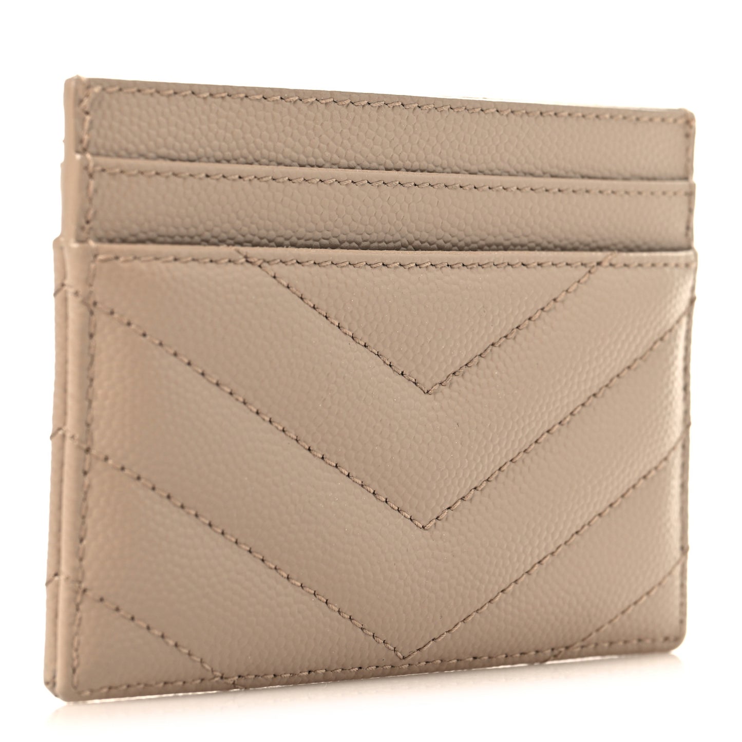 Grain De Poudre Matelasse Chevron Monogram Credit Card Case Dark Beige